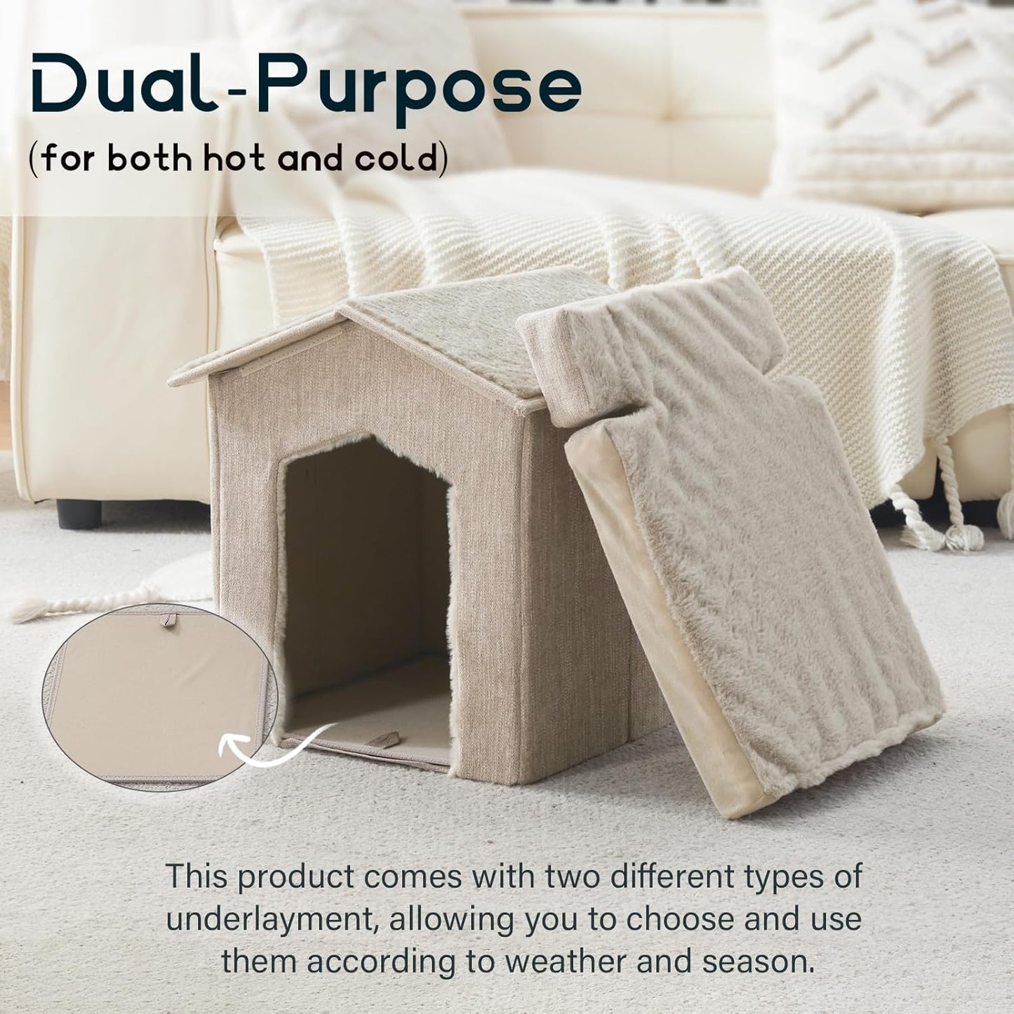 Cat Beds for Indoor Cats,Large Cat Houses for Cats,Small Dogs,Cat Cave with Orthopedic Cushion,Foldable Cat Condos,Hideaway,Shelter,Cat Tent for Small and Medium Pet Bed