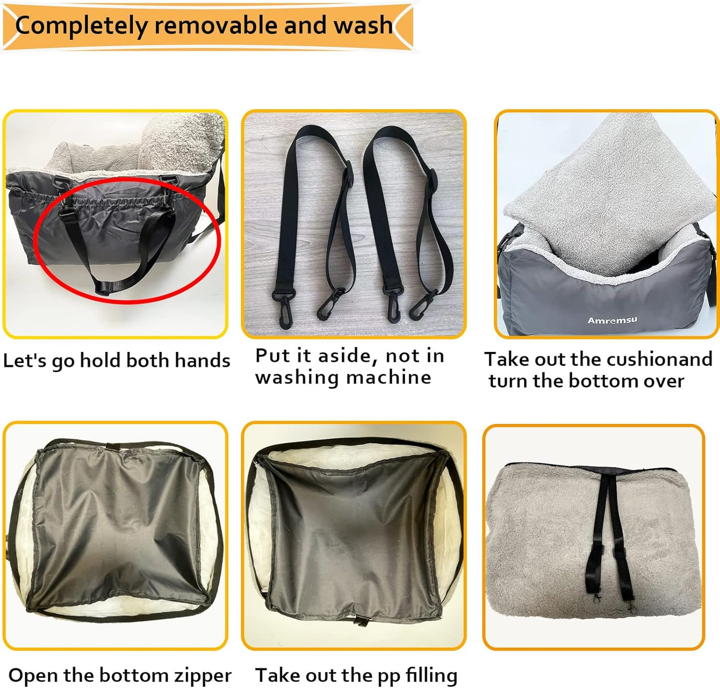 Small Dogs Car Seat Under 25,Fully Detachable and Washable Ultra Soft Carseat Travel Bed, with Clip-on,Two Portable Handle and Storage Pockets Pet Booster Seats,Portable Dog CarTravel Carrier Bed