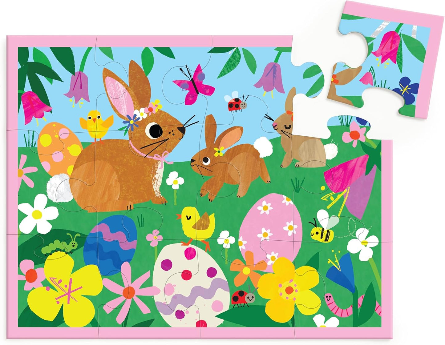 Mudpuppy Spring Bunnies – 12 Piece Puzzle with Reusable Zipper Pouch Featuring Colorful and Fun Illustrations of Spring Bunnies Perfect for Easy Storage and Travel