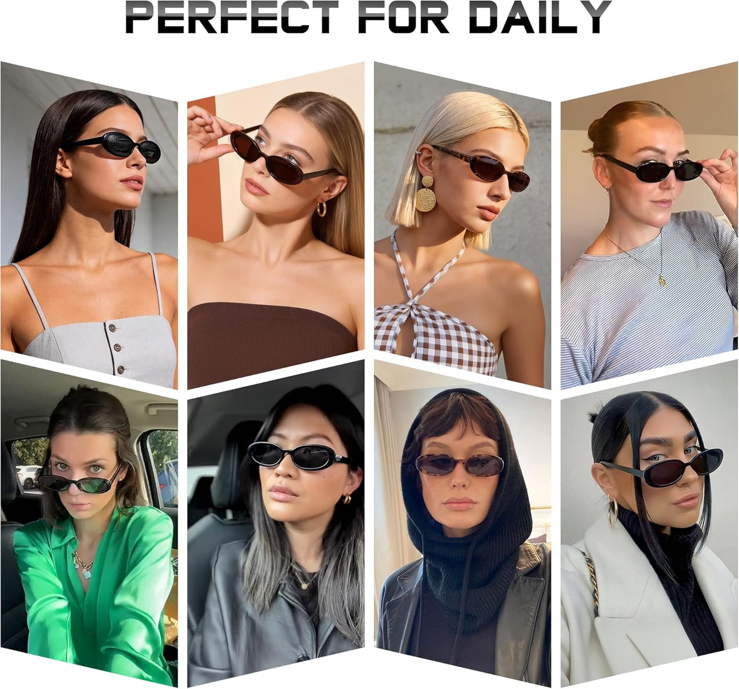 DANAMY Sunglasses Womens Retro Oval Sunglasses for Women Men Fashion Small Oval Sun Glasses 90s Vintage Driving Shades