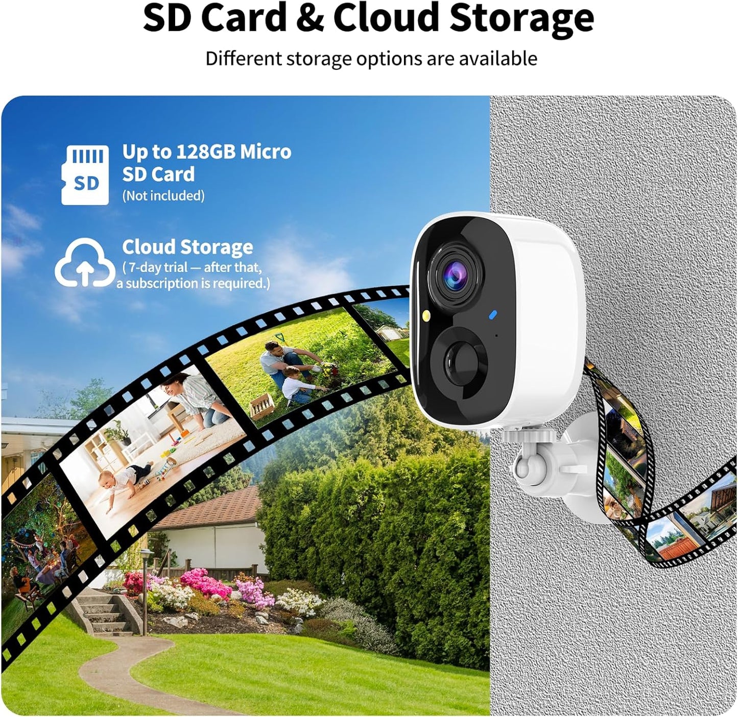 Security Cameras Wireless Outdoor,2K Indoor WiFi Wireless Cameras,Outside Battery Powered Camera for Home Security,AI Motion Detection,Color Night Vision,Spotlight,Siren Alarm,SD/Cloud Storage,2 Pack