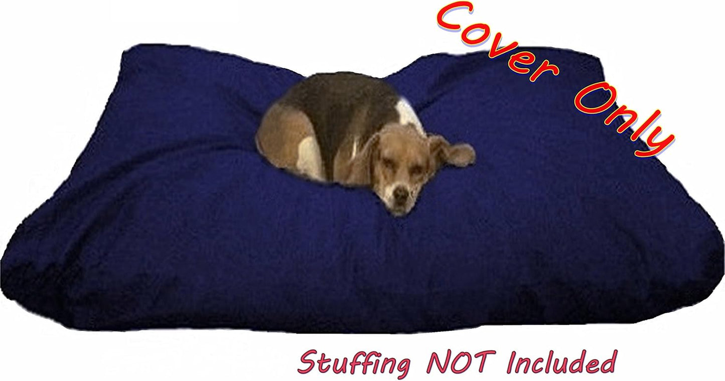 Dogbed4less 47X29X4 Inches Extra Large Blue Color Denim Cotton Jean Dog Pet Bed External Zipper Duvet Cover - Replacement Cover only