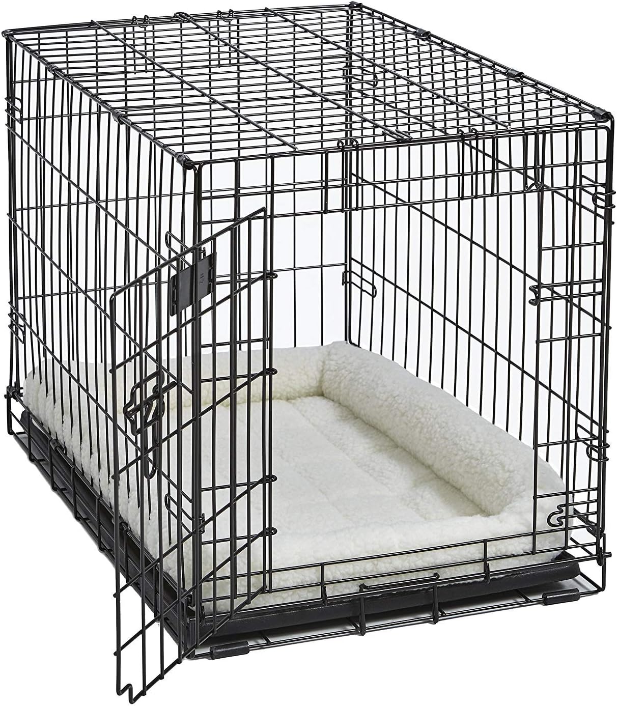 MidWest Homes for Pets QuietTime Dog Bed – White Fleece Bolster, Ultra-Soft and Machine Washable, Fits 30-Inch Crates and Carriers, for Medium Breed Dogs