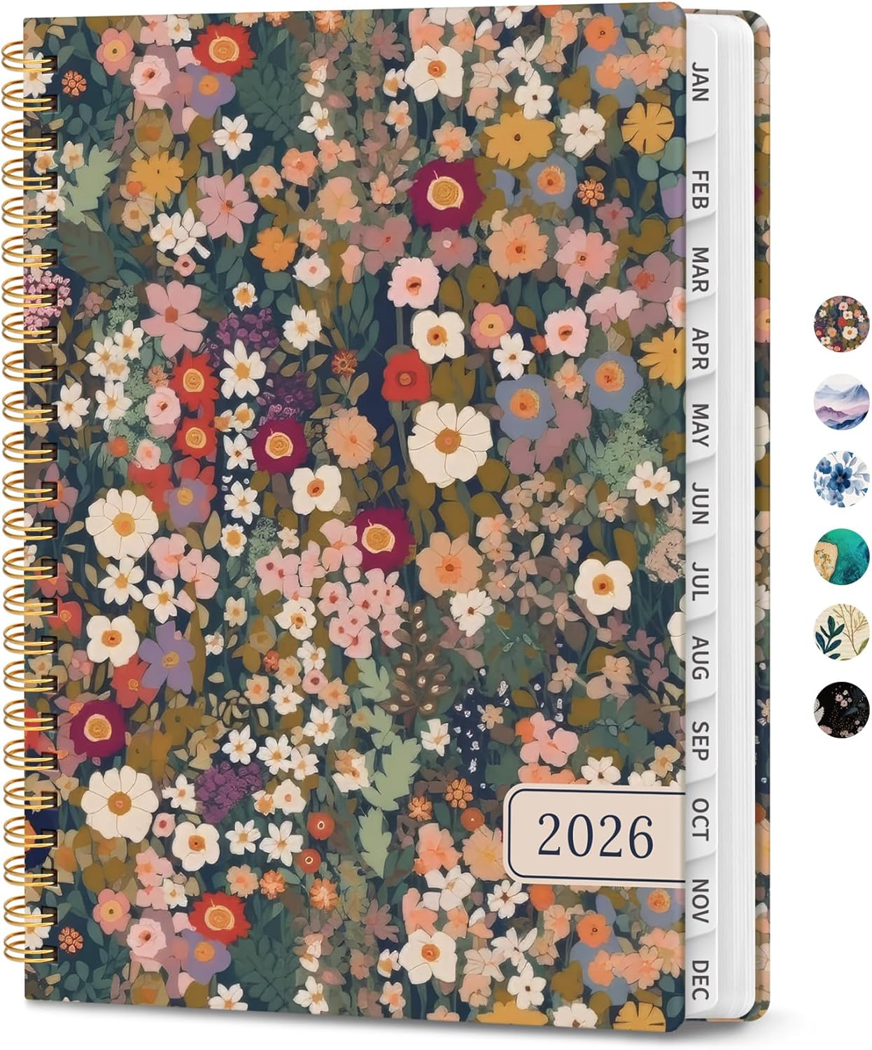 2026 Planner, Weekly and Monthly Planner for Women, January 2026 - December 2026, Hardcover 2026 Calendar Planner Book with Tabs, Inner Pocket, Spiral Bound, Perfect for Office Home School Supplies -A5 (6.3" x 8.5), Petals