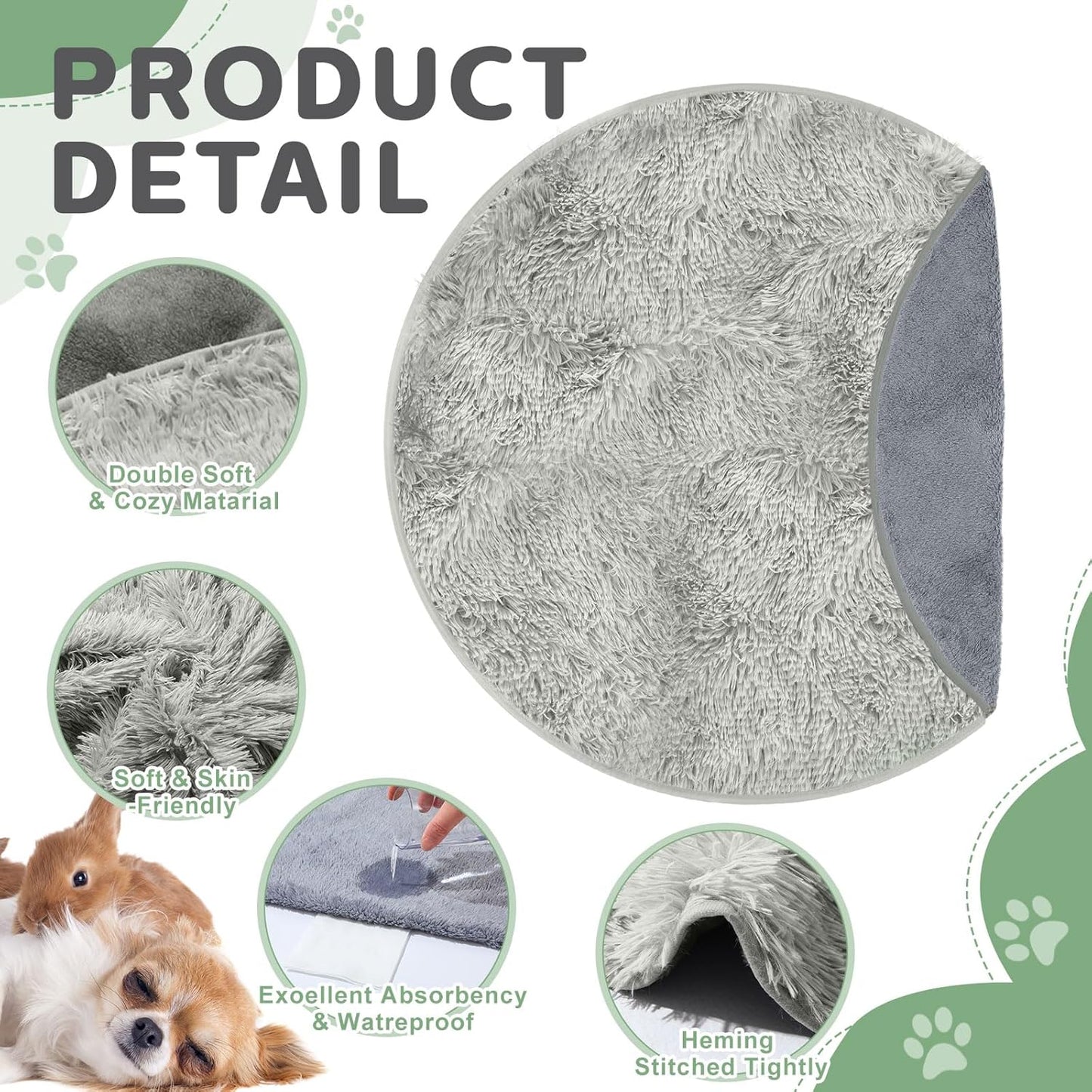 2 Pcs Guinea Pig Warm Bed Mat Small Pet Blankets Dog Bedding Guinea Pig Fleece Cage Liners Washable Waterproof Mats Sleep Pad Cover Hamster Cat Dog Cage Liners Accessories(Round,36")