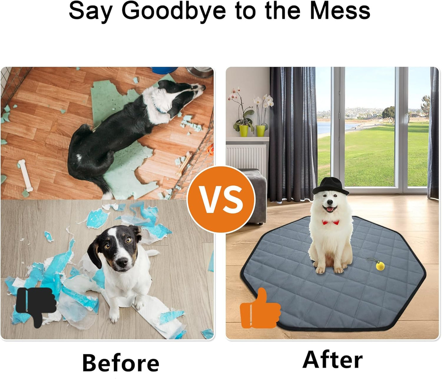 Washable Pee Pads for Dogs, 24" Pet Playpen Mat Octagon 8 Panels Puppy Pads for Whelping Potty Housebreaking Incontinence Playpen Crate Kennel