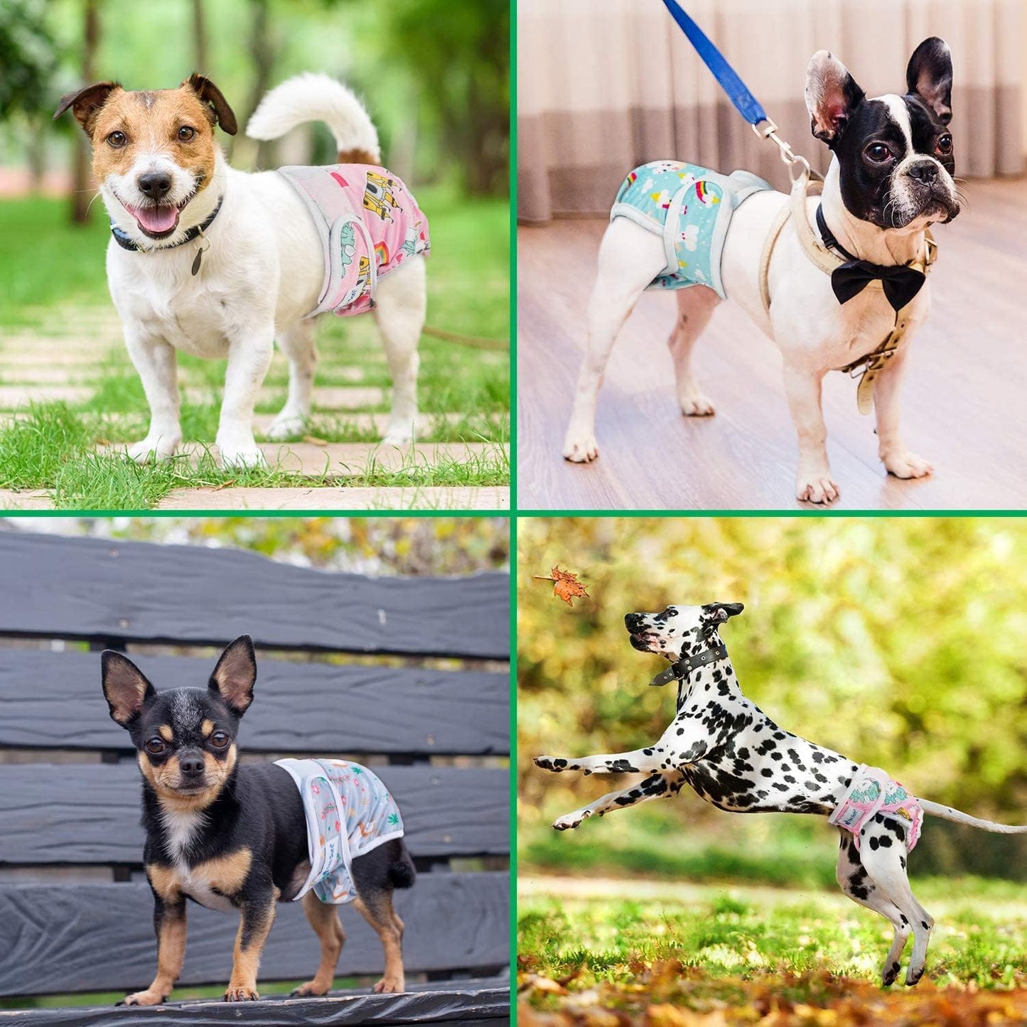 Pet Soft Female Dog Diapers, 3 Pack Washable Dog Diapers Female for Dogs in Heat Reusable Dogs Period Panties, Puppy Diapers (Animals, XS)