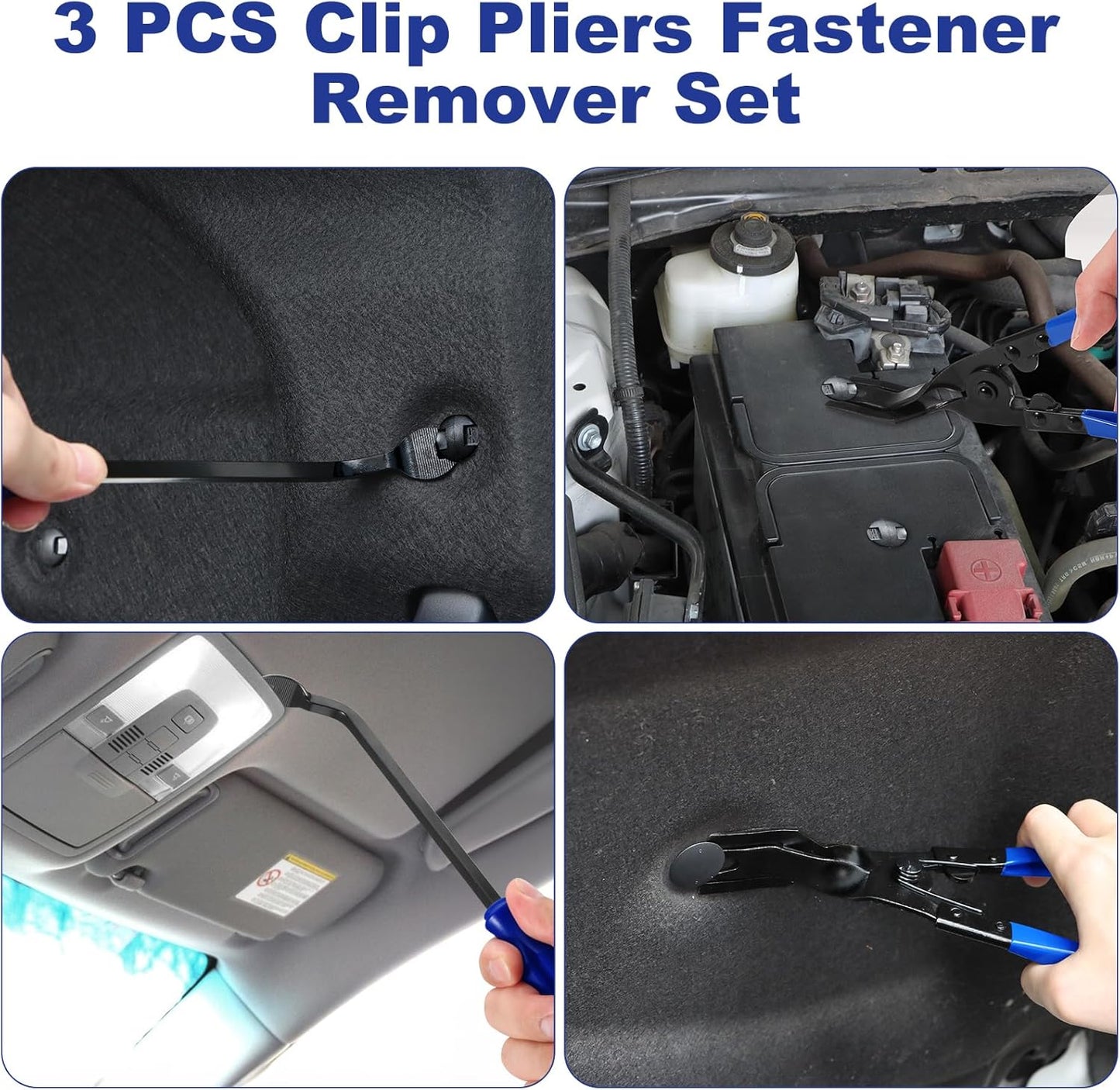 17Pcs Hook and Pick Tool Set with Scraper Auto Clip Removal Plier Fastener Remover Rivets Puller Mechanic Car Trim Removal Tool Kit Gasket Telescoping Magnetic Pickup Hand Automotive Tools(Blue)