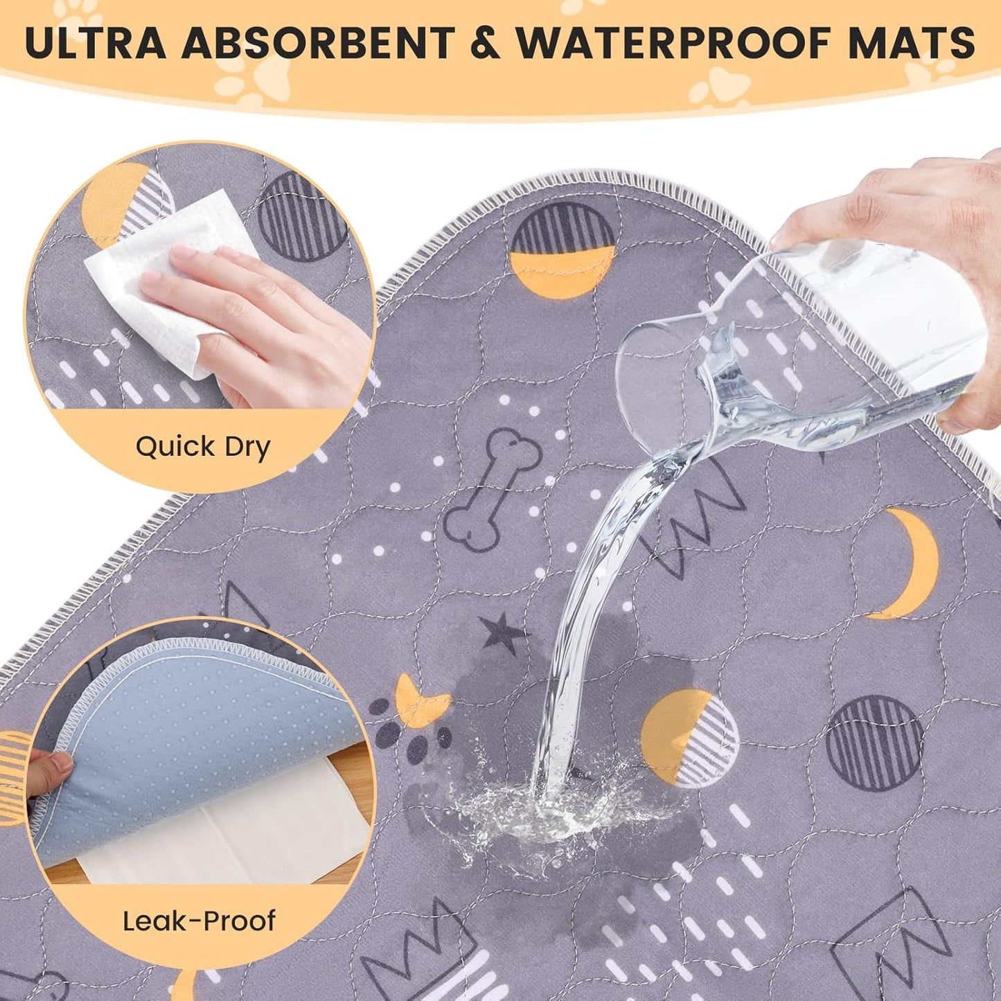 UPSKY Washable Pee Pads for Dogs 2 Pack 36"x41" Reusable Puppy Pads Waterproof Pet Training Pads, Non-Slip Dog Mats Fast Absorbent Whelping Pads for Playpen, Potty, Crate, Bed