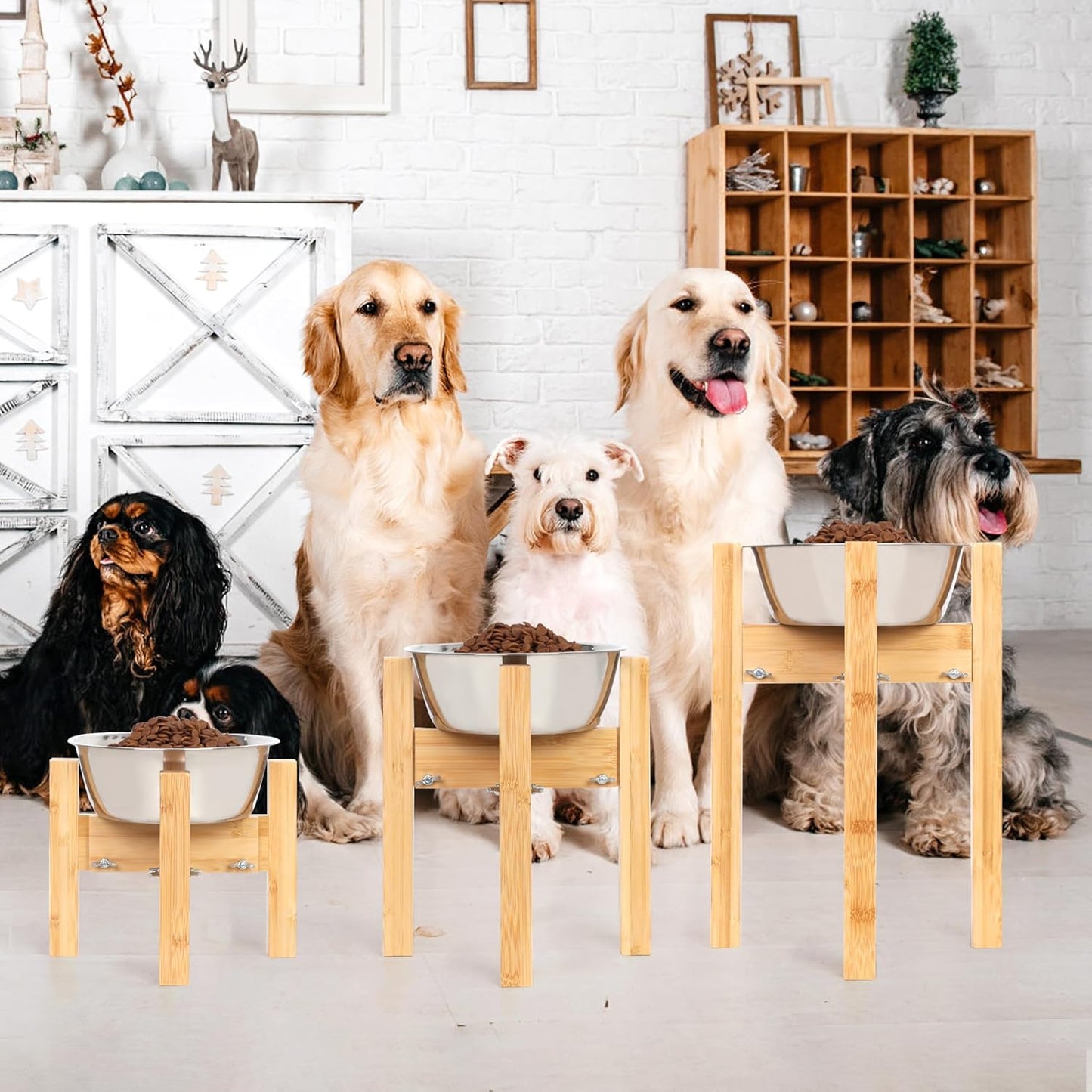 Elevated Dog Bowl Stand,Adjustable Dog Food Stand for 7”-10” Bowls,Single Dog Bowl Holder 10” Tall for Medium Dogs