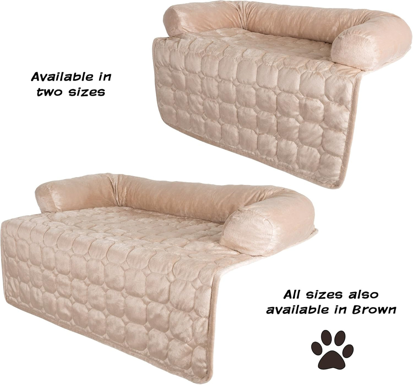 Couch Cover for Dogs – 30x30.5 Pet Furniture Protector with Memory Foam Bolster, Quilted Fabric, Non-Slip Water-Resistant Base by PETMAKER (Beige)