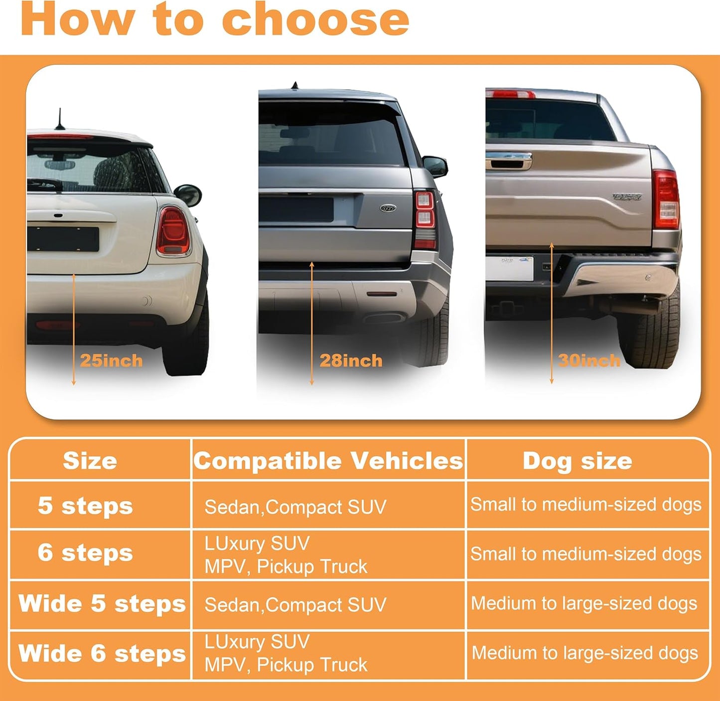 Dog Ramp for Car Truck and SUV Dog Stairs for Large Dogs Folding Pet Stairs with Non-Slip Rug Surface Supports Up to 250 lbs (6 Steps)