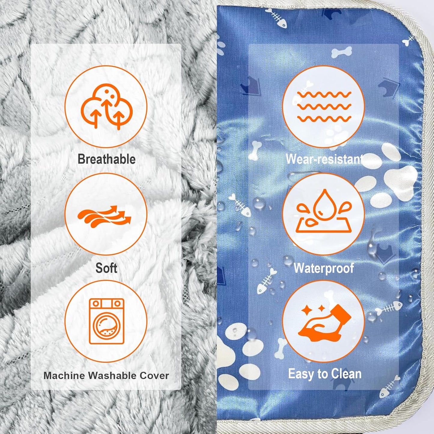 ENJOY PET Pet Heating Pad for Cats Dogs, Heated Dog Bed Indoor Dog Heating Pad with Chew Resistant Steel Cord, 12 Level Timer and Temperature Heated Pet Bed Electric Warming Blanket (28''x18'')
