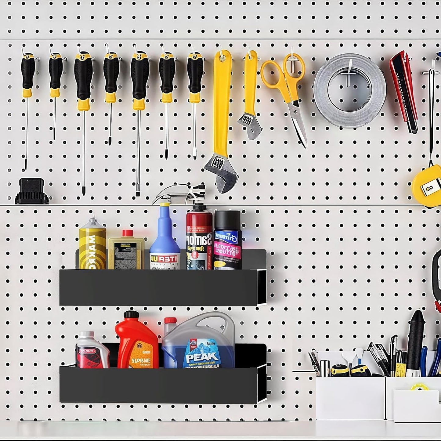 Magnetic Spice Rack Organizer for Fridge Seasoning Organizer for Kitchen storage with Screw Magnetic Shelf with Hook for Refrigerator and Oven (6pack-Black)