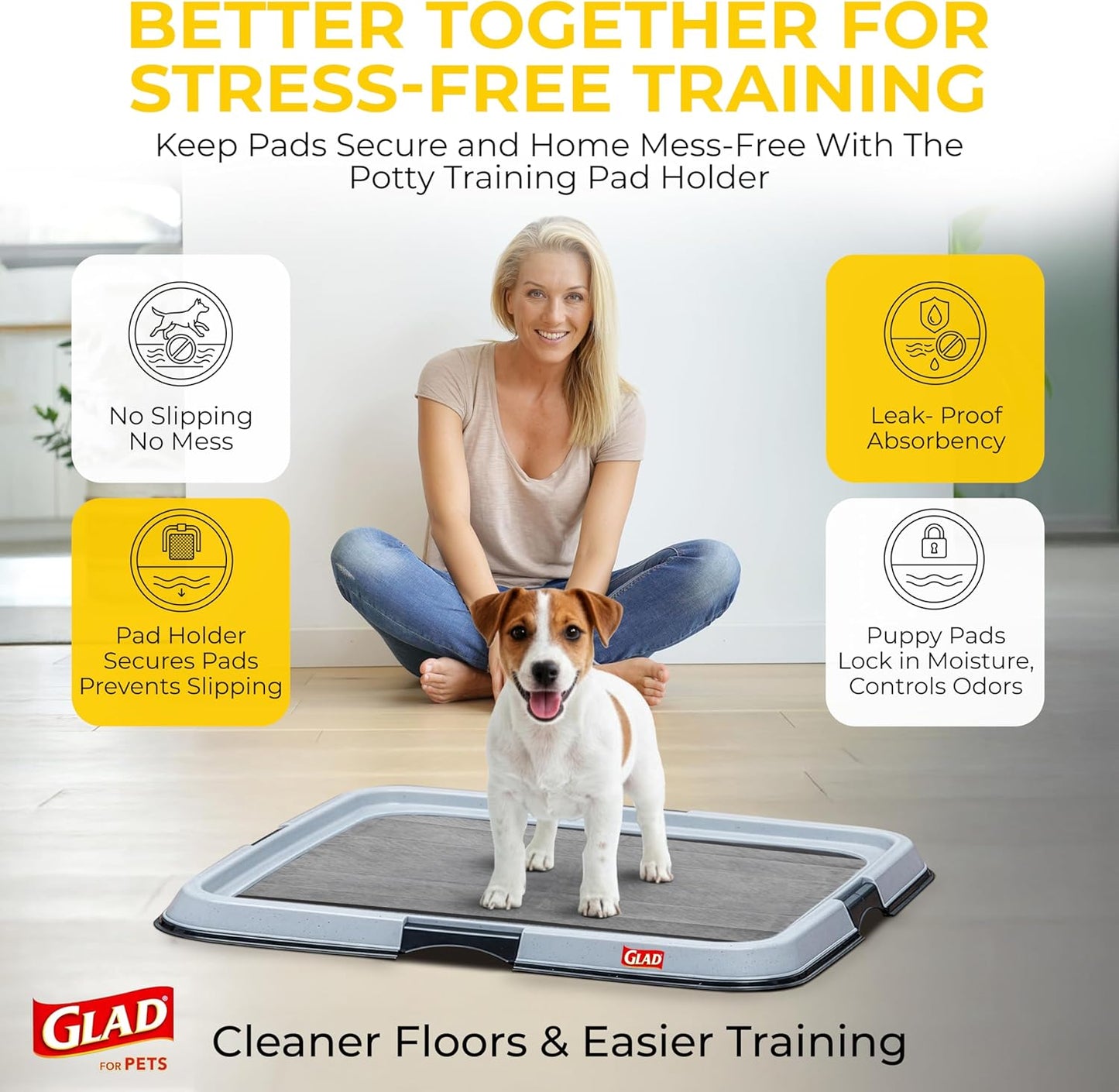Glad for Pets Extra Large Charcoal Dog Training Pads, Absorbent Leak Proof Pee Pads for Dogs and Puppies, Odor Control Potty Pads with Activated Carbon, 28 x 30 Inches, 30 Count