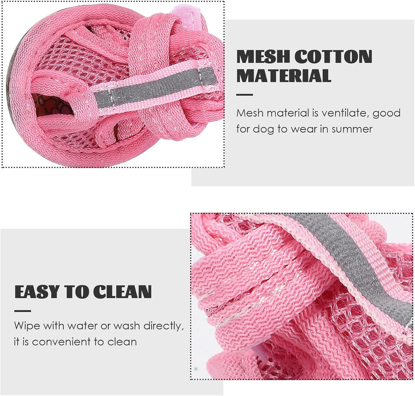 iplusmile Breathable Mesh Dog Sandals Small Size 3 Non Slip Lightweight Soft Rubber Sole Pet Shoes for Outdoor Hot Pavement Protection Summer Paw Covers for Small Dogs 4 Pack