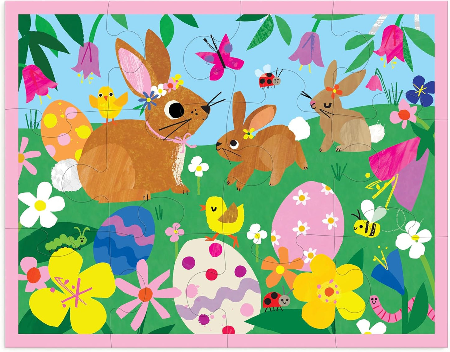Mudpuppy Spring Bunnies – 12 Piece Puzzle with Reusable Zipper Pouch Featuring Colorful and Fun Illustrations of Spring Bunnies Perfect for Easy Storage and Travel