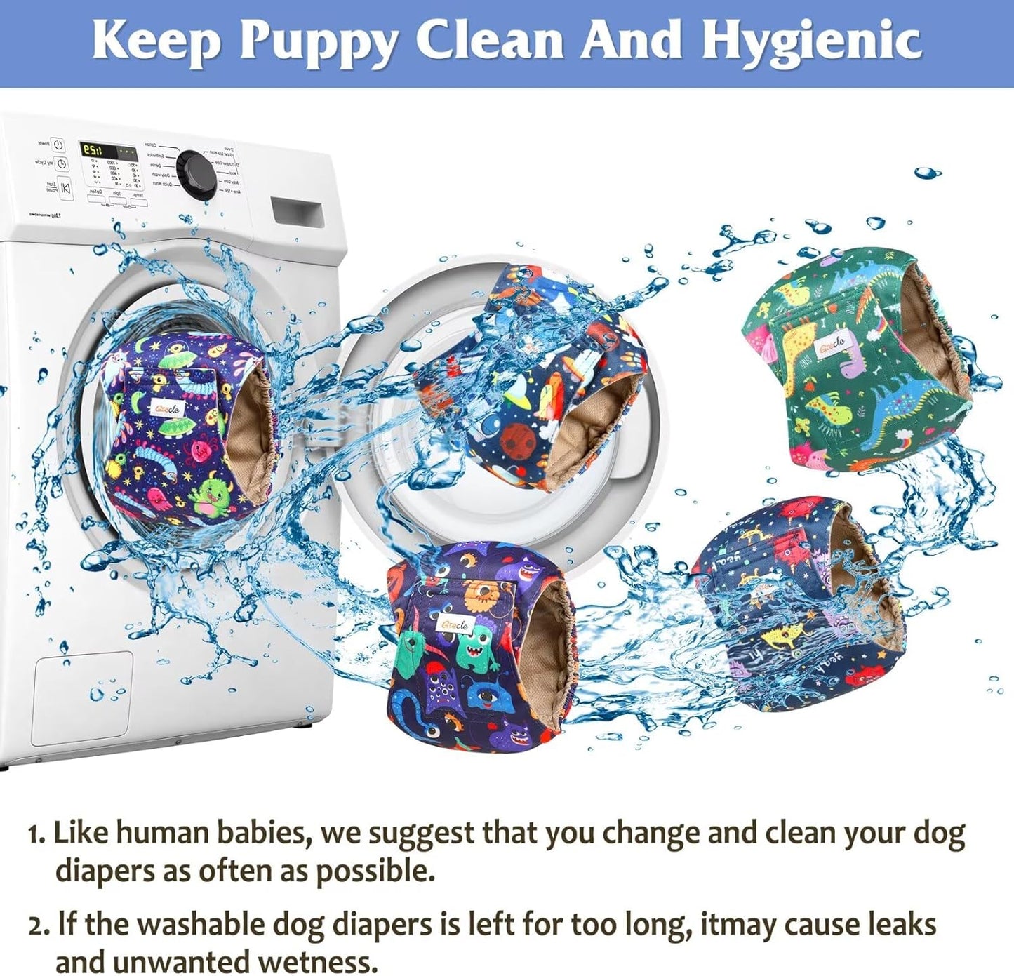 Dog Diapers Male, Belly Bands for Male Dogs, Pack of 5, High Absorbing Extra Small Male Dog Wraps for Doggie & Puppy in Incontinence or Excitable Urination and Training(S)