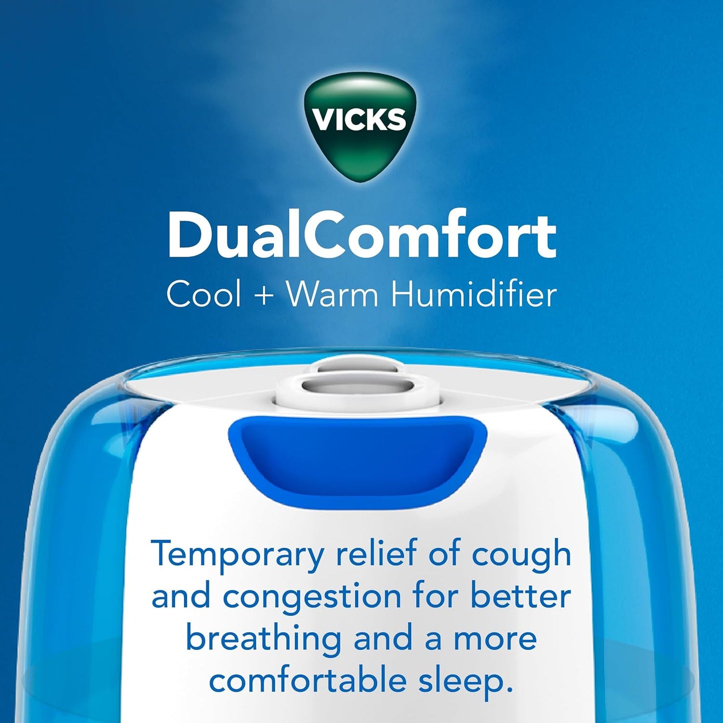 Vicks Dual Comfort Cool + Warm Mist Humidifier for Bedrooms With Fusion Technology, Compatible with Vicks VapoPads and Vicks VapoSteam, White