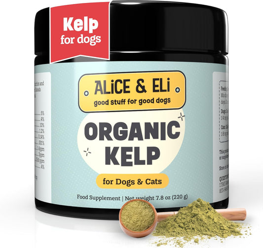 Alice & Eli Organic Kelp Powder for Dogs – Supports Healthy Coat, Thyroid & Immune System - Multivitamin Seaweed Powder from Canada