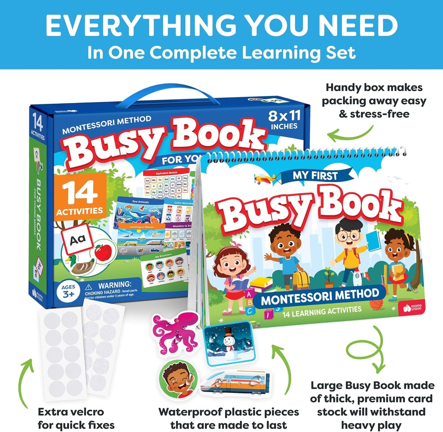 Montessori Preschool Busy Book for Toddlers Ages 3 and Up - Preassembled - Preschool Learning Activities Homeschool Montessori Toys - Gifts for 3 Year Old Boys Girl Birthday - Easter Gifts for Kids