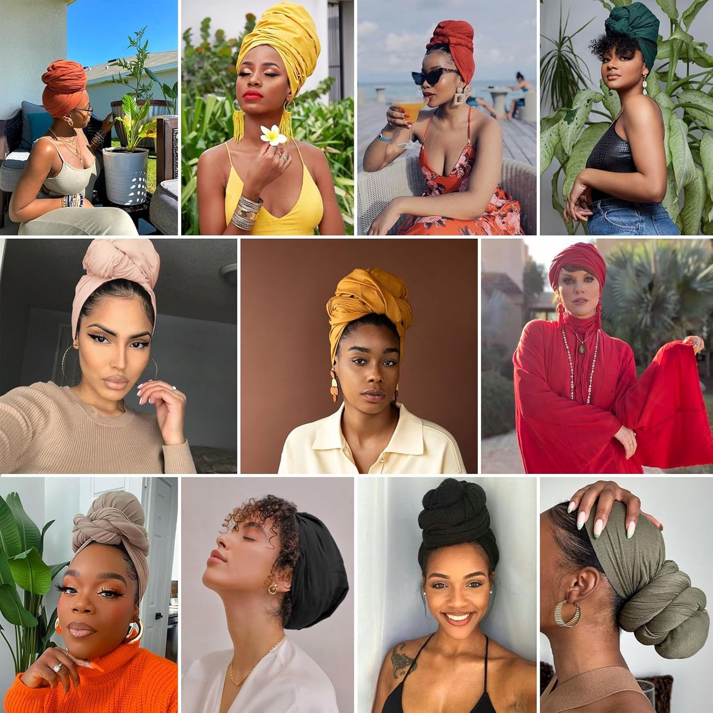 XTREND 1 Piece Head Wrap Stretch African Turban Bohemian Extra Long Scarf Soft Breathable Headwraps Solid Color Knit Head Scarves Turban Tie for Women (White)