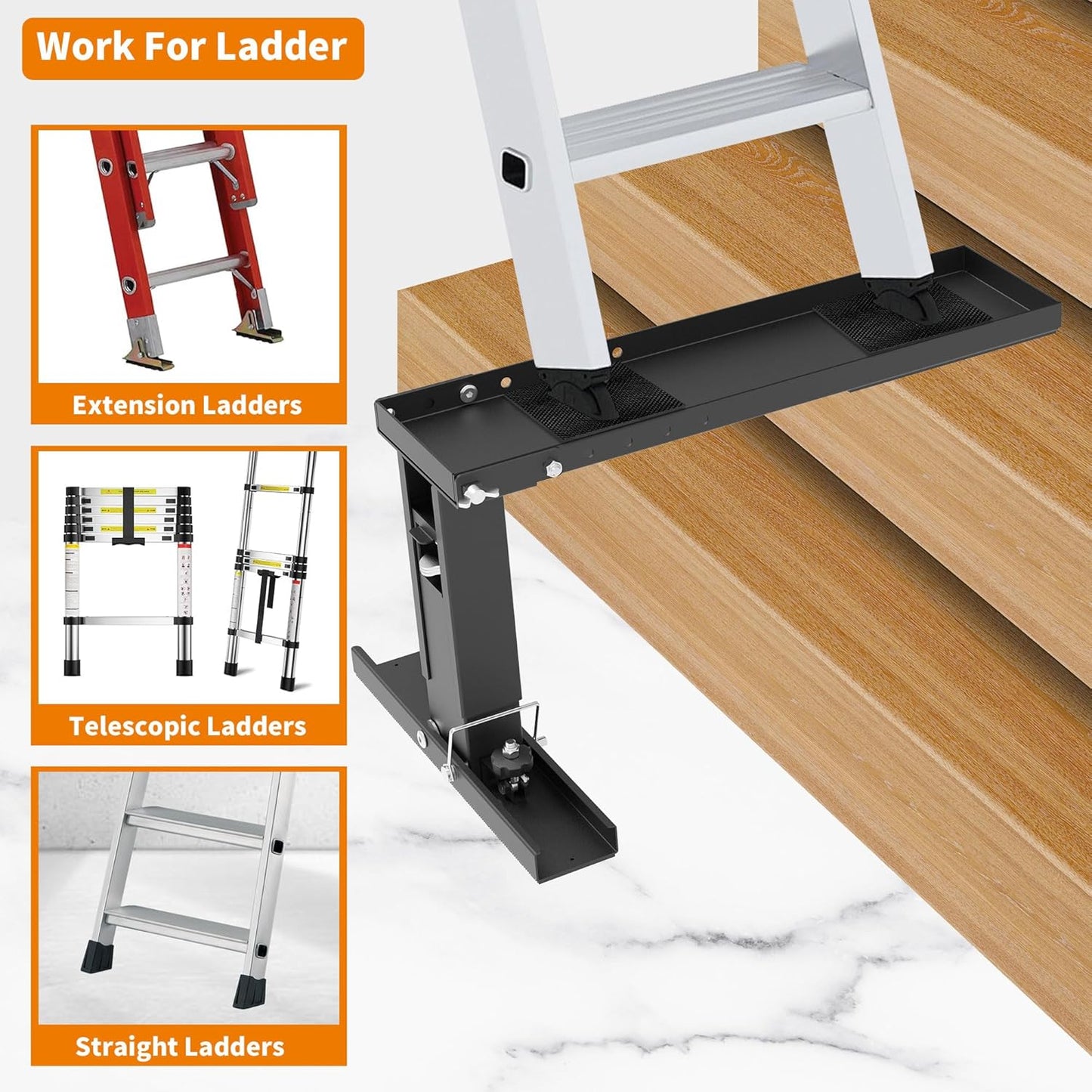 Ladder Extender Pro,Ladder Stabilizer for Stairs,Ladder Leveler for Stairs,Adjustable Height Range for Single and Extension Ladder for Stair Ladder Platform 9.25”-15.5”