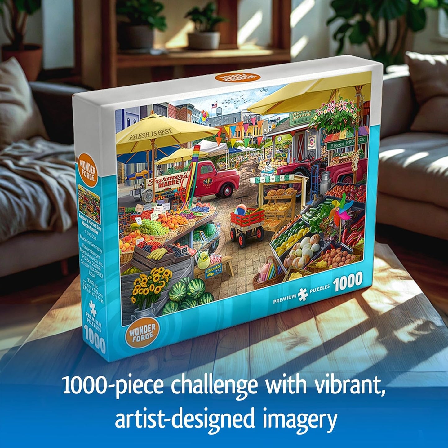 Wonder Forge Farmer's Market Day 1000 Piece Jigsaw Puzzle for Adults | Unique, Perfectly-Fitting Pieces | Fun, Vibrant Imagery | Amazon Exclusive