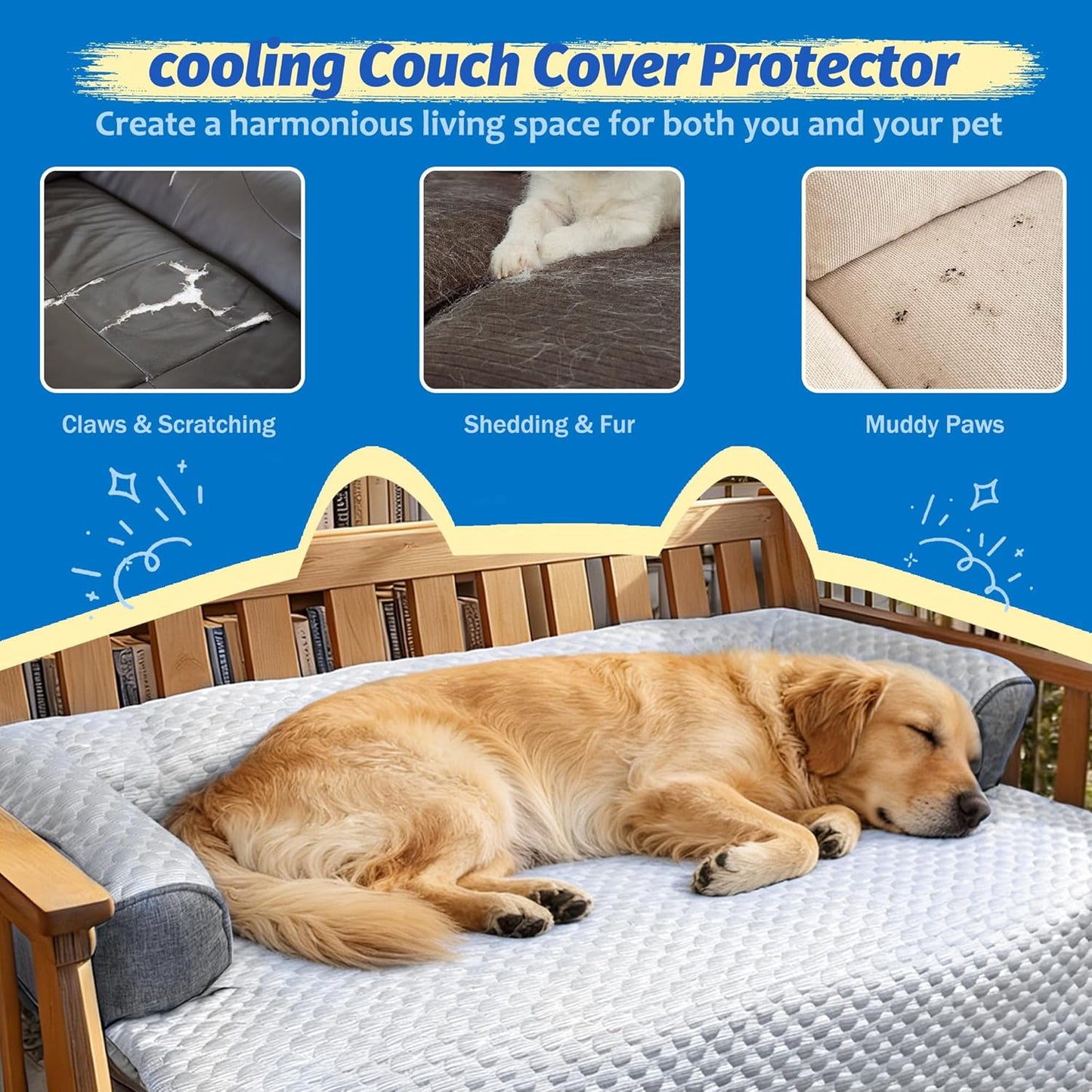Cooling Dog Bed, Washable Cooling Mat for Large Dogs with Removable Cover, Self Cooling Couch Cover for Dog, Non-Slip Dog Couch Bed, 35x31 Inch, Grey