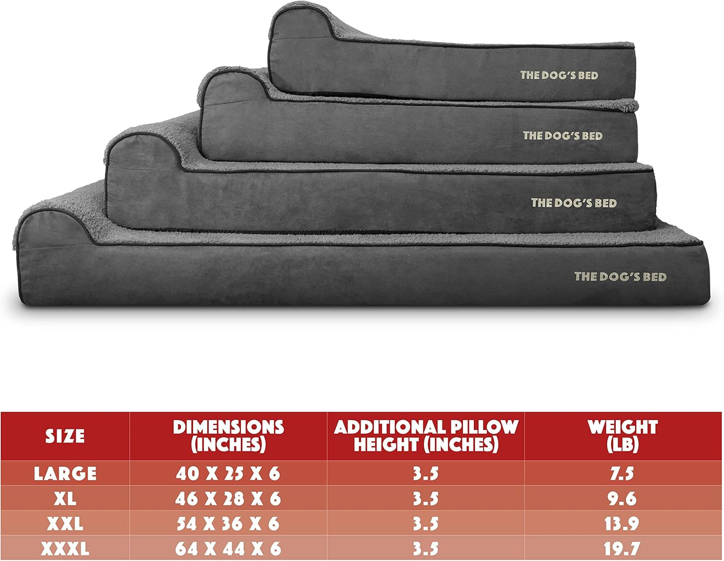 The Dog’s Bed Replacement Outer Cover, Plush Fabric, Grey Plush, XXL, 6-inch