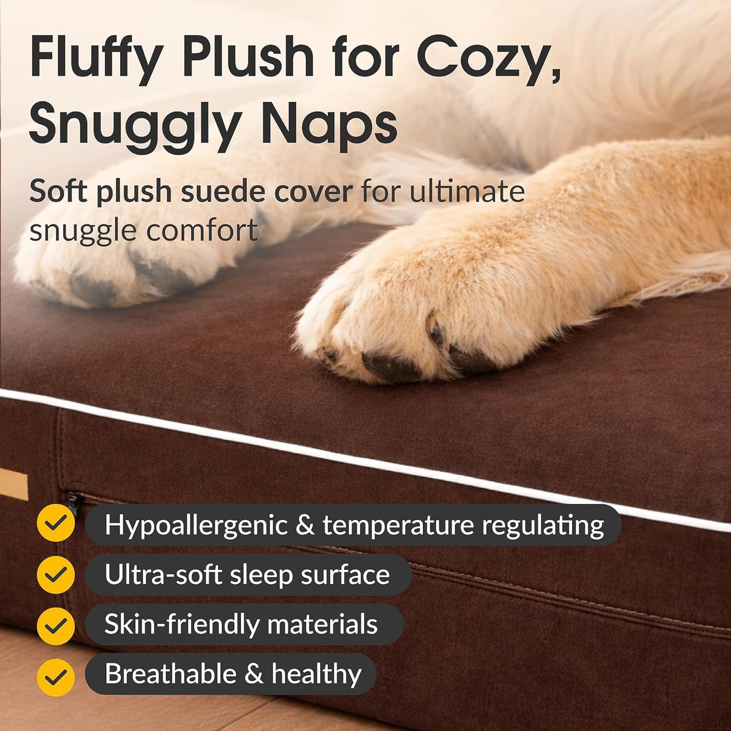 5.5 Inch Thick High Grade Orthopedic Memory Foam Dog Bed With Pillow and Easy to Wash Removable Cover with Anti-Slip Bottom. Free Waterproof Liner Included - for Large Breed Dogs