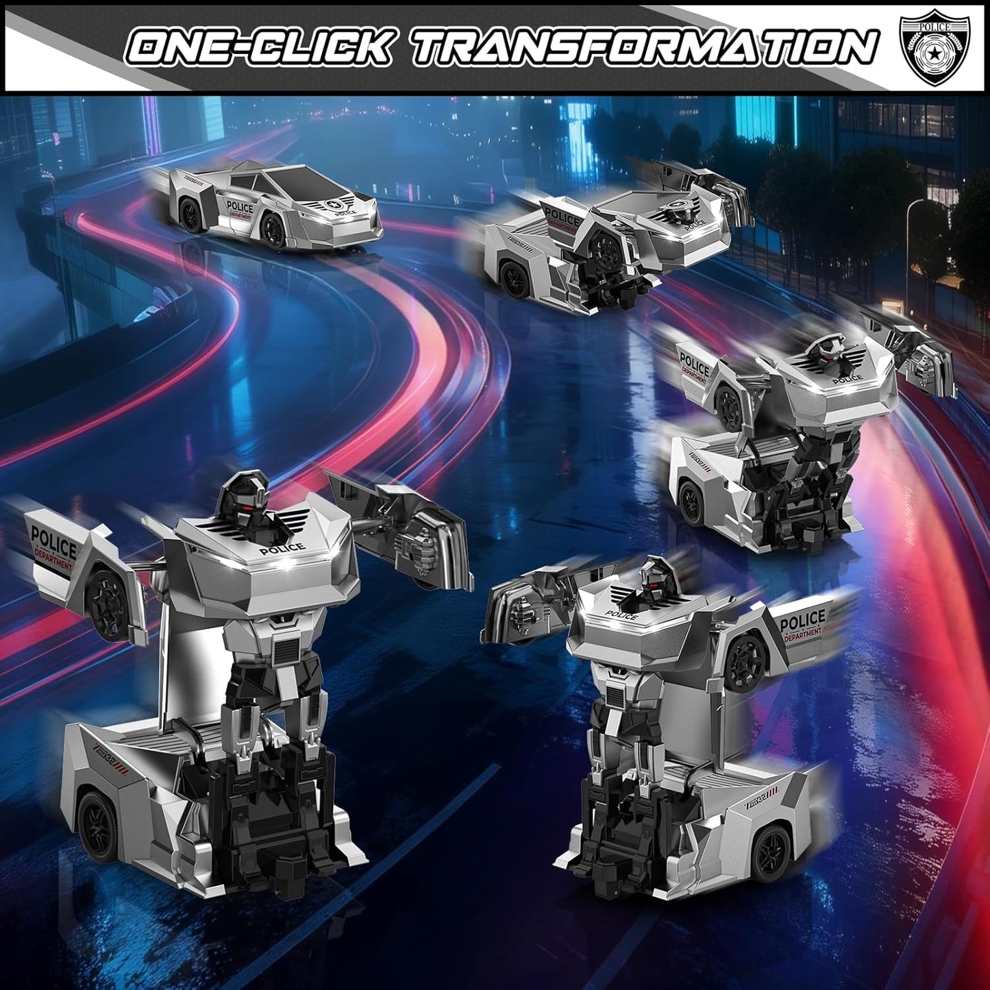 Transform RC Cars Robot, 2.4Ghz 1:18 Scale Remote Control Car Toys for Boys 4-7 8-12, One Button Deformation 360° Rotation Christmas Birthday Gifts Toys for Boys Girls