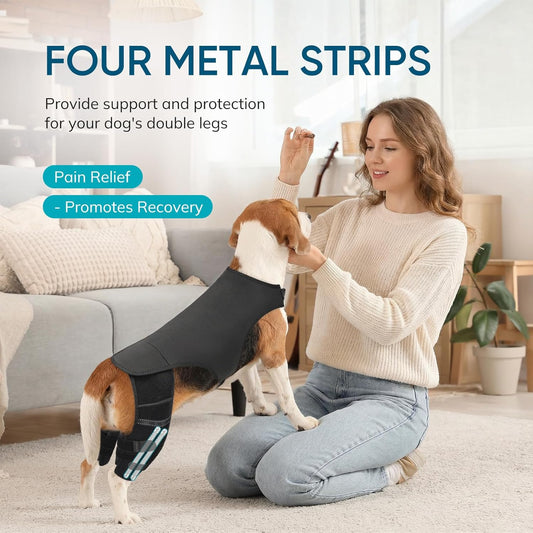 Adjustable Dog Knee Brace for ACL Tear and Arthritis Recovery - Dual Hind Leg Support with Harness Connection - Orthopedic Leg Wrap for Joint Stability and Pain Relief in Small to Large Dog (L)
