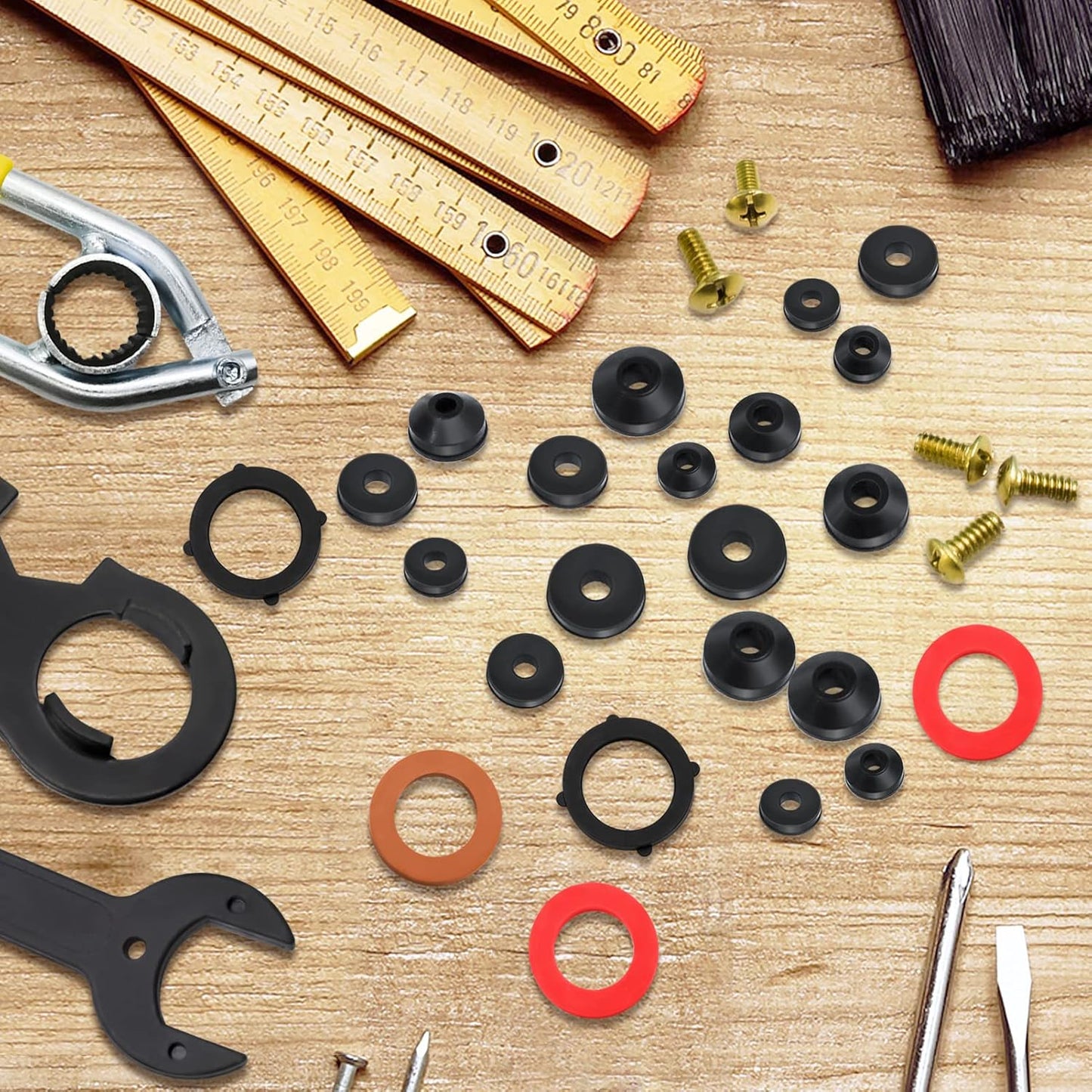 158 Pcs Faucet Rubber Washers and Garden Hose Gasket Assortment Kit for Assorted Outdoor Faucets Stem Worn and Plumbing Garden Shower Hose Washer Seal Repair