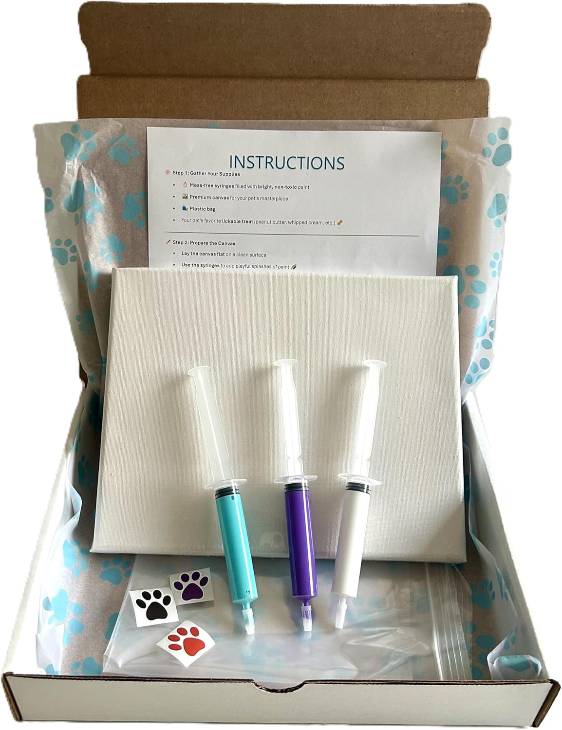 MayflowerMobile Your Pet Can Paint - Dog and Cat Paint Kit on 8"x10" Stretched Canvas - Abstract Art - Unique & Fun Painting Activity Kit for Pets (Aqua Purple White)