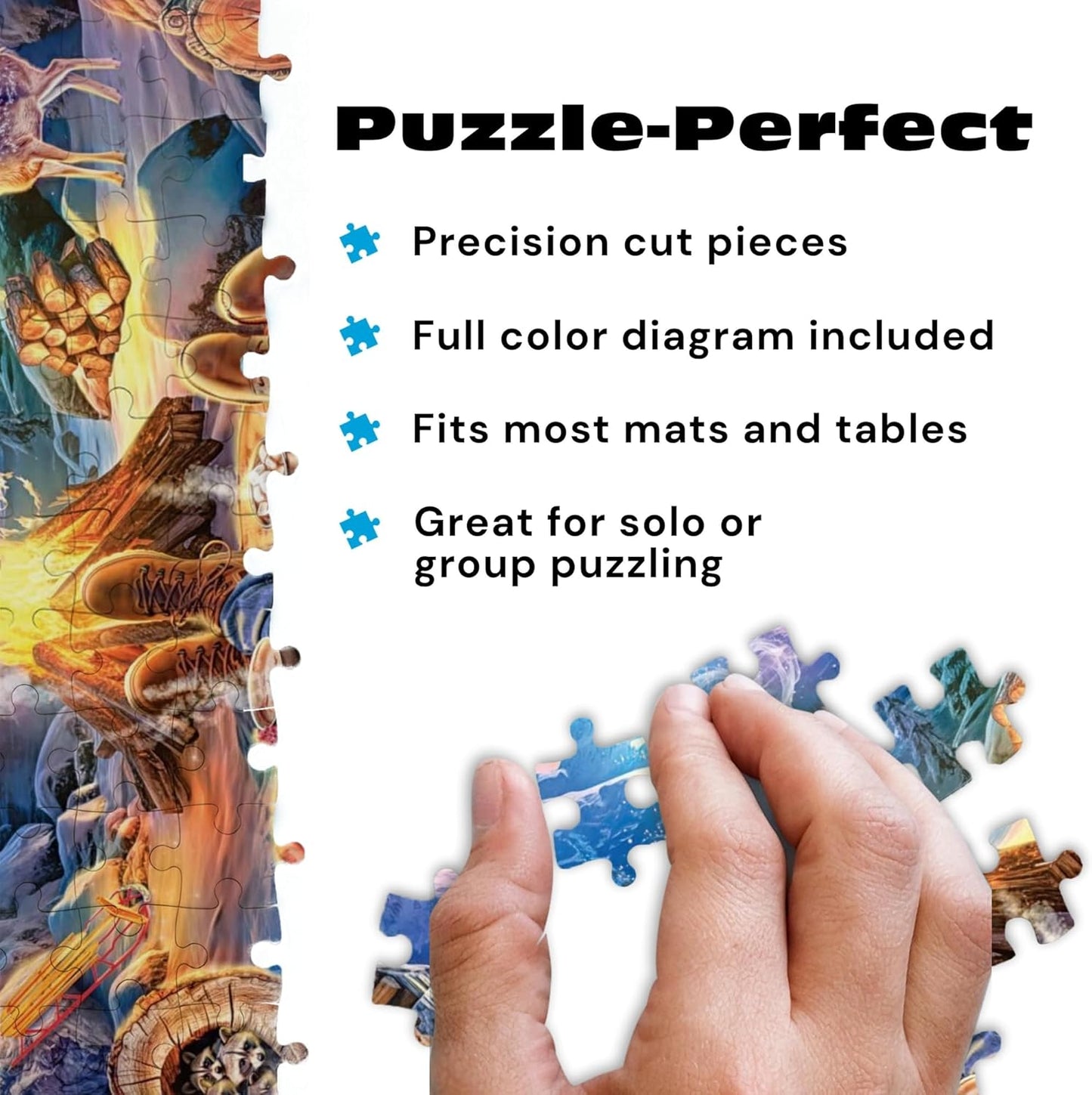 Buffalo Games - Lars Stewart - Winter's Night Bonfire - 1000 Piece Jigsaw Puzzle - Colorful, Holiday Puzzles for Adults – Precision-Cut Pieces, Seasonal Artwork, and Hours of Relaxing Fun