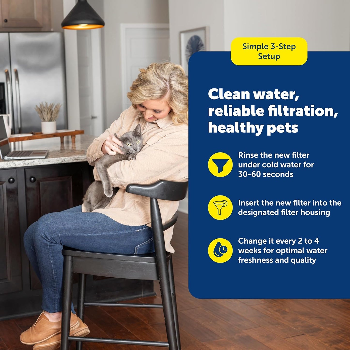 PetSafe Ion-X Pet Fountain Filters 4-Pack - Dual Filtration - Activated Carbon Water Filter - Removes Bad Taste & Odor - Water Softening Filter for Cats & Dogs