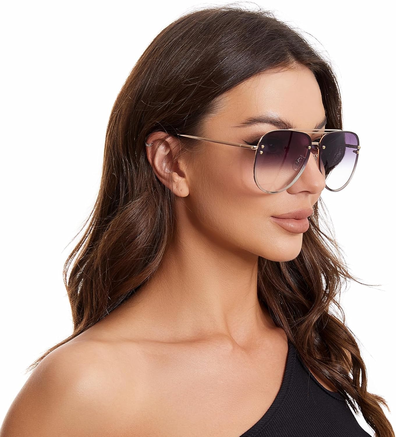 Trendy Oversized Aviator Sunglasses Womens, Retro Cute Big Shades Women's Fashion Sun Glasses UV Protection VF2203