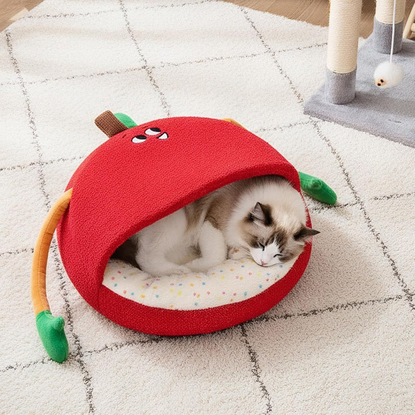 Dog Beds - Semi-Enclosed Winter Sleeping Nest for Dogs Cats, Pet Bed for Indoor Living Room, Bedroom, Balcony, Apartment, Home Use, Soft Comfortable Sleeping Space for Pets