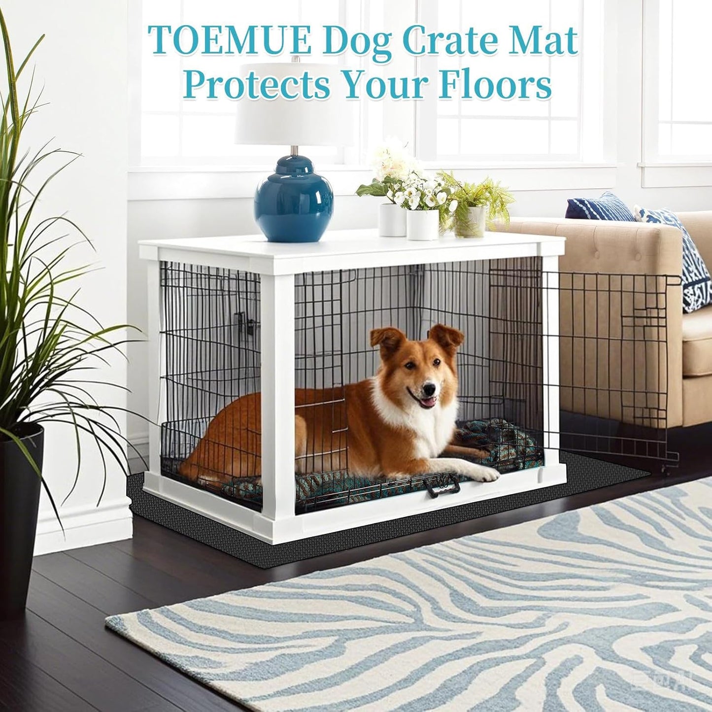 Dog Crate Mat Liner，Washable Pee Pads , Absorbs Urine - Waterproof Under Mat Floor Protector Reusable -Dog Crate Pad Ideal for Floor Protector (29" x 48", Count, 1)