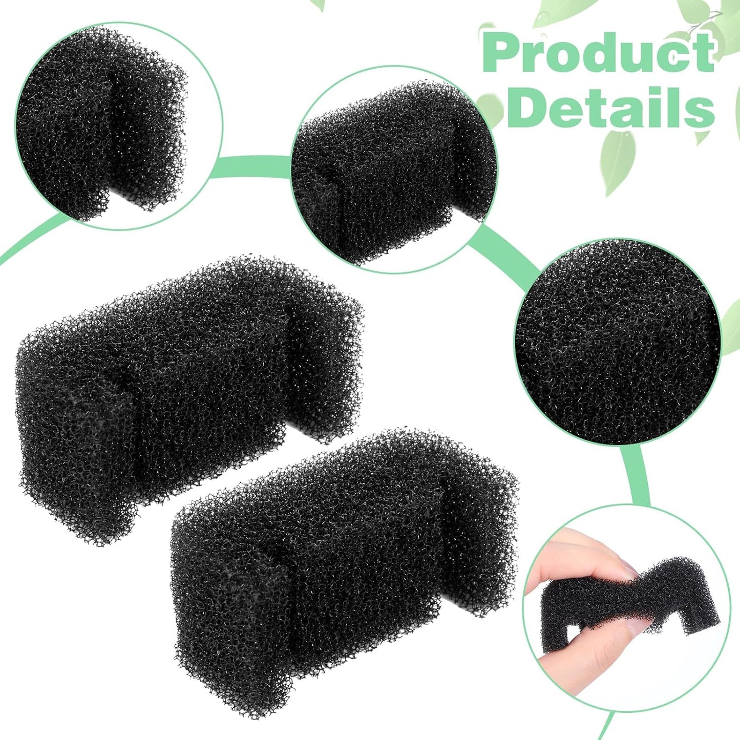 24 Pcs Black Pet Fountain Filter Sponges, U Shape Replacement Foam Pre-Filters Sponge for Cat Dog Water Dispenser Universal Pump Protector