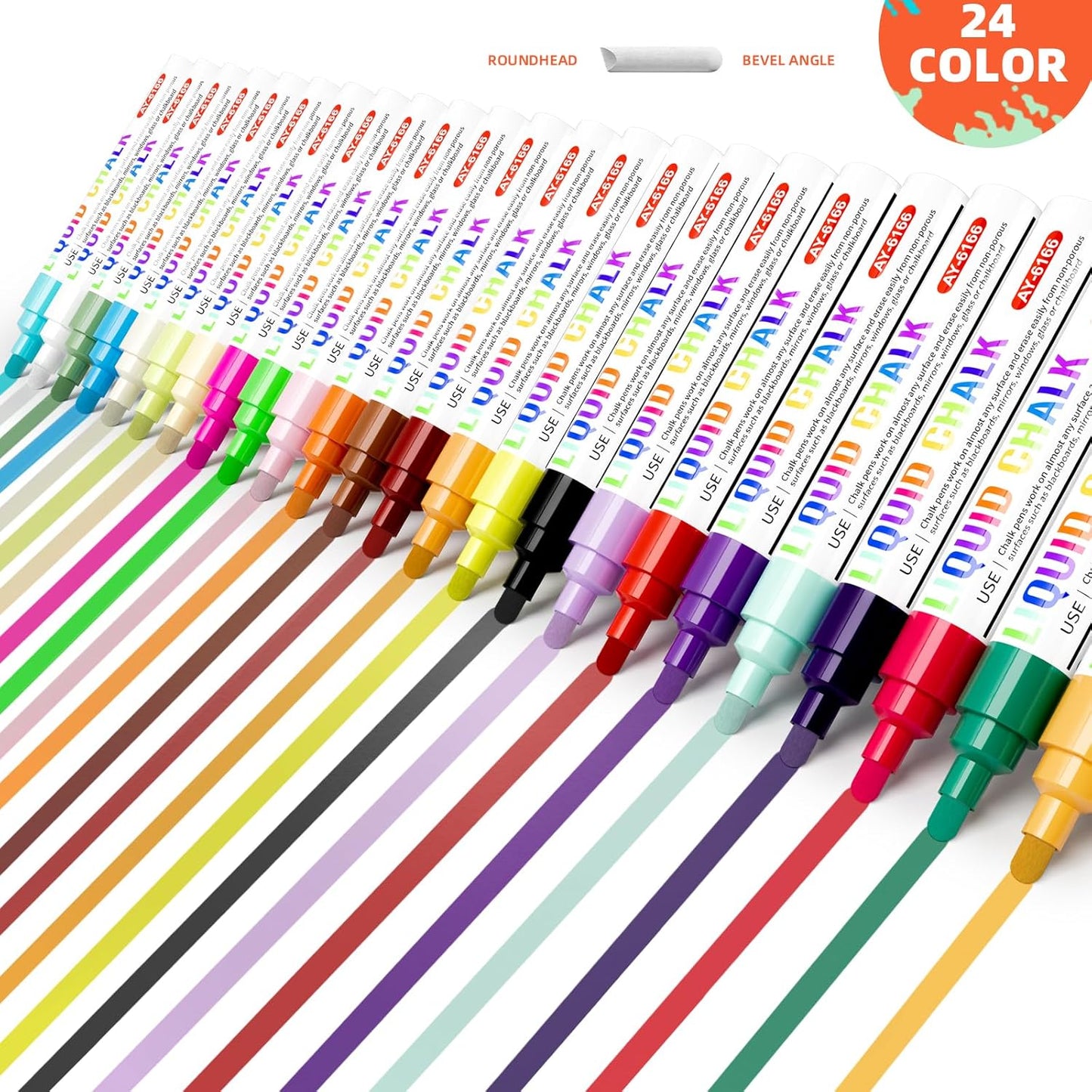 IJIANG Chalk Markers (Neon+Pastel) 24 Colors Erasable with Bullet/Chisel Reversible Tips, Liquid Drawing Chalk Pens for Blackboard, Chalkboard, Whiteboard, Calendar, Cars, Window, Glass, Mirror