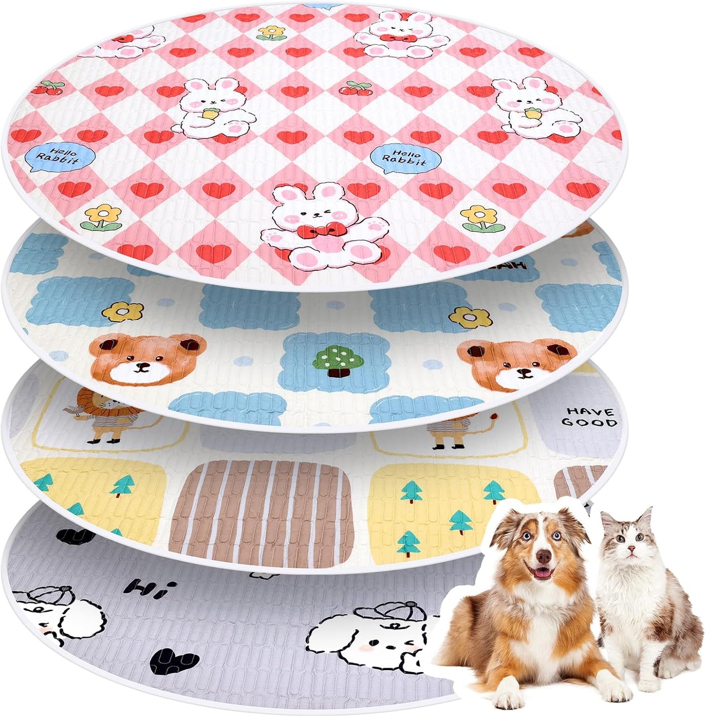 4 Pack Whelping Pads for Dogs,Waterproof Round Whelping Pads Reusable Pet Pee Pads Washable Puppy Training Pad Whelping Floor Pad Whelping Box Supplies for Dogs (36in,Round), 48in