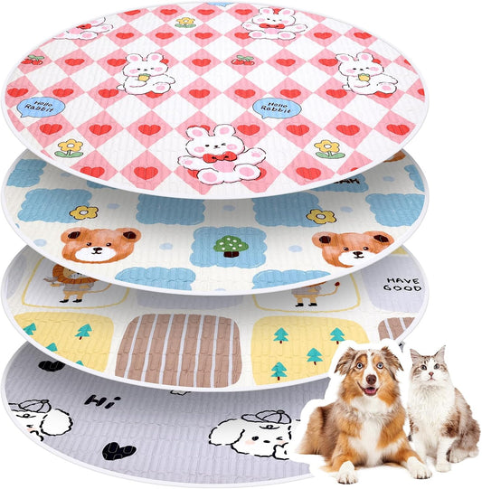 4 Pack Whelping Pads for Dogs,Waterproof Round Whelping Pads Reusable Pet Pee Pads Washable Puppy Training Pad Whelping Floor Pad Whelping Box Supplies for Dogs (36in,Round), 48in