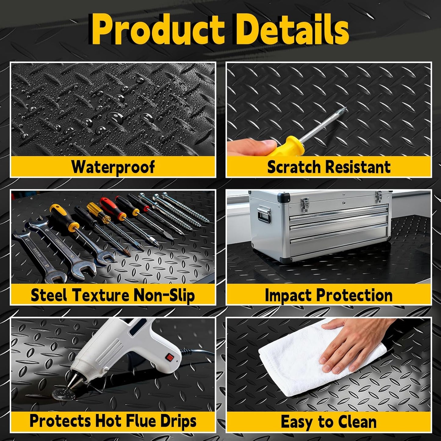Workbench Mat 47.24"x23.62" Work Bench Pad, 2mm Non-Slip Steel Plate Tool Station for Painting, Woodworking, Crafting, DIY Building (47.24" x23.62)
