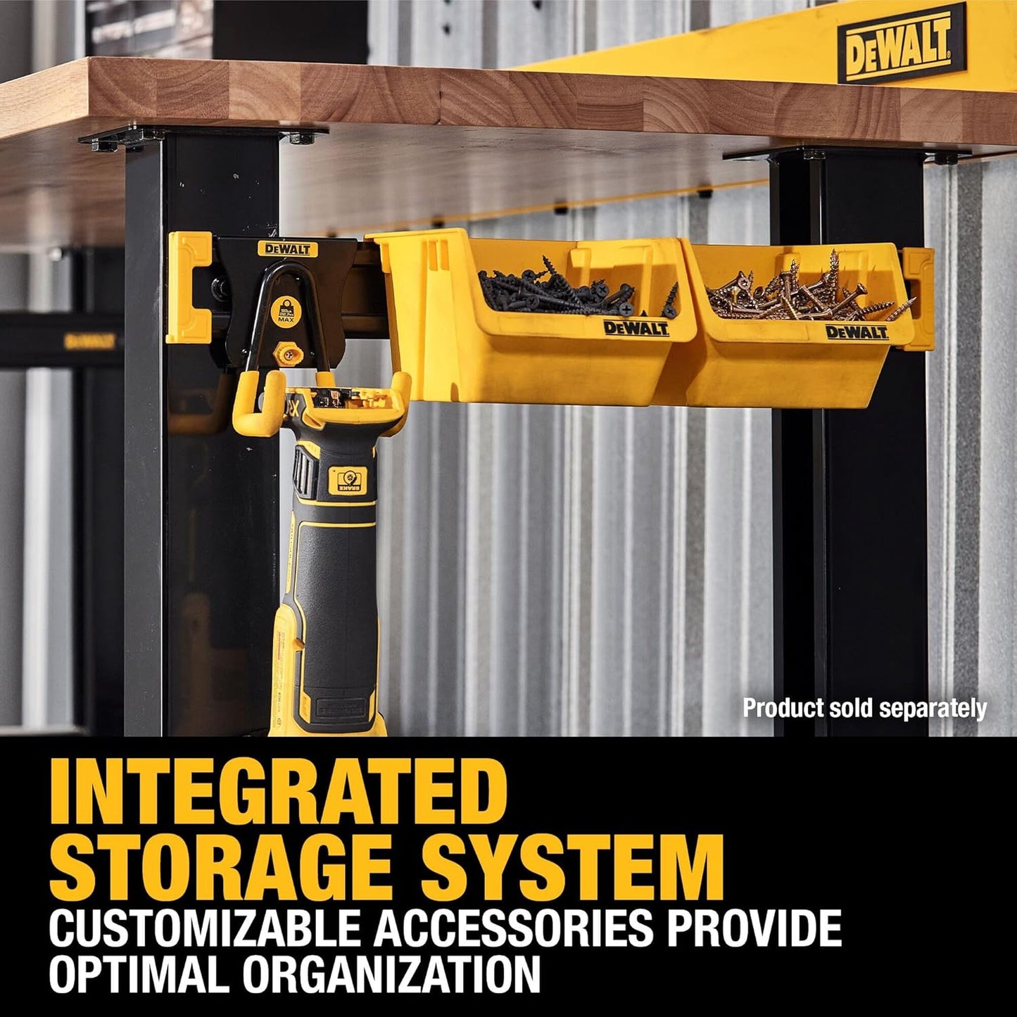 DEWALT Tool Organizer, Mount on Workbench, 20 Inch, Compact Metal Rail, DEWALT Workshop Storage System Compatible (DWST82827)