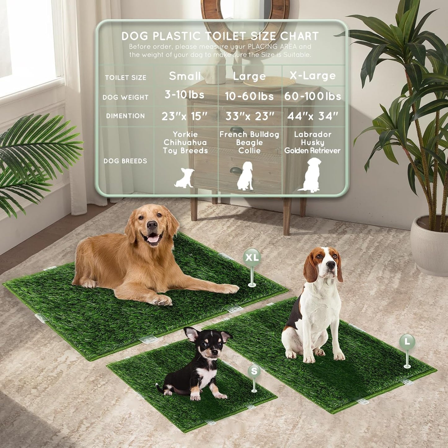 Dog Pee Grass with Washable Pee Pads for Dog Litter Box 2 Sets, Large Ultra-Absorbent Artificial Grass Pads for Dogs Potty Grass with Reusable Puppy Pads for Indoor Potty Training