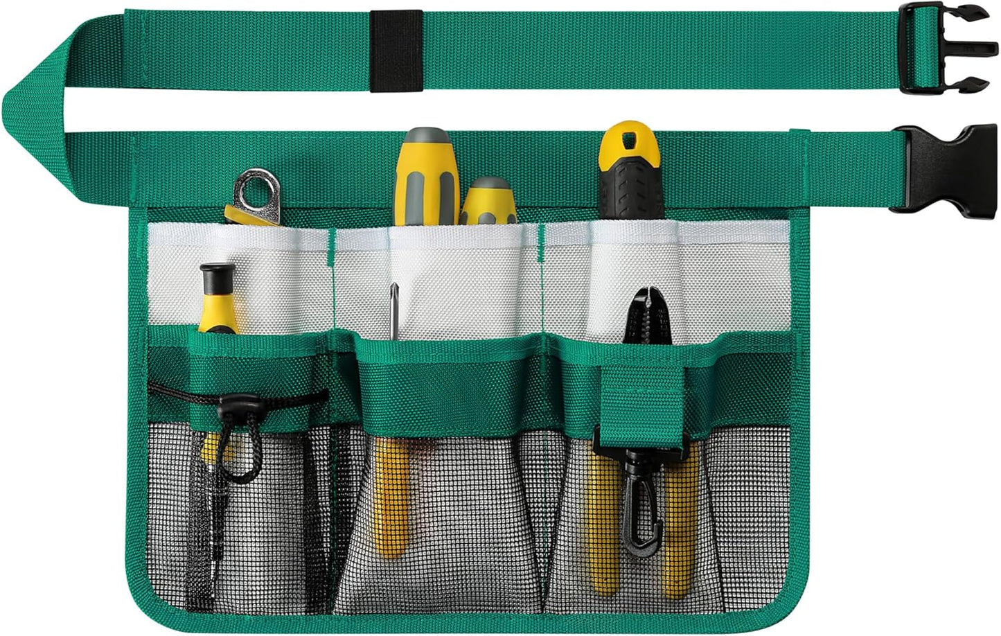 Garden Apron for Women, Adjustable Tool Belt with 8 Pockets - Heavy Duty Oxford Work Belt for Gardening, Construction (Green)