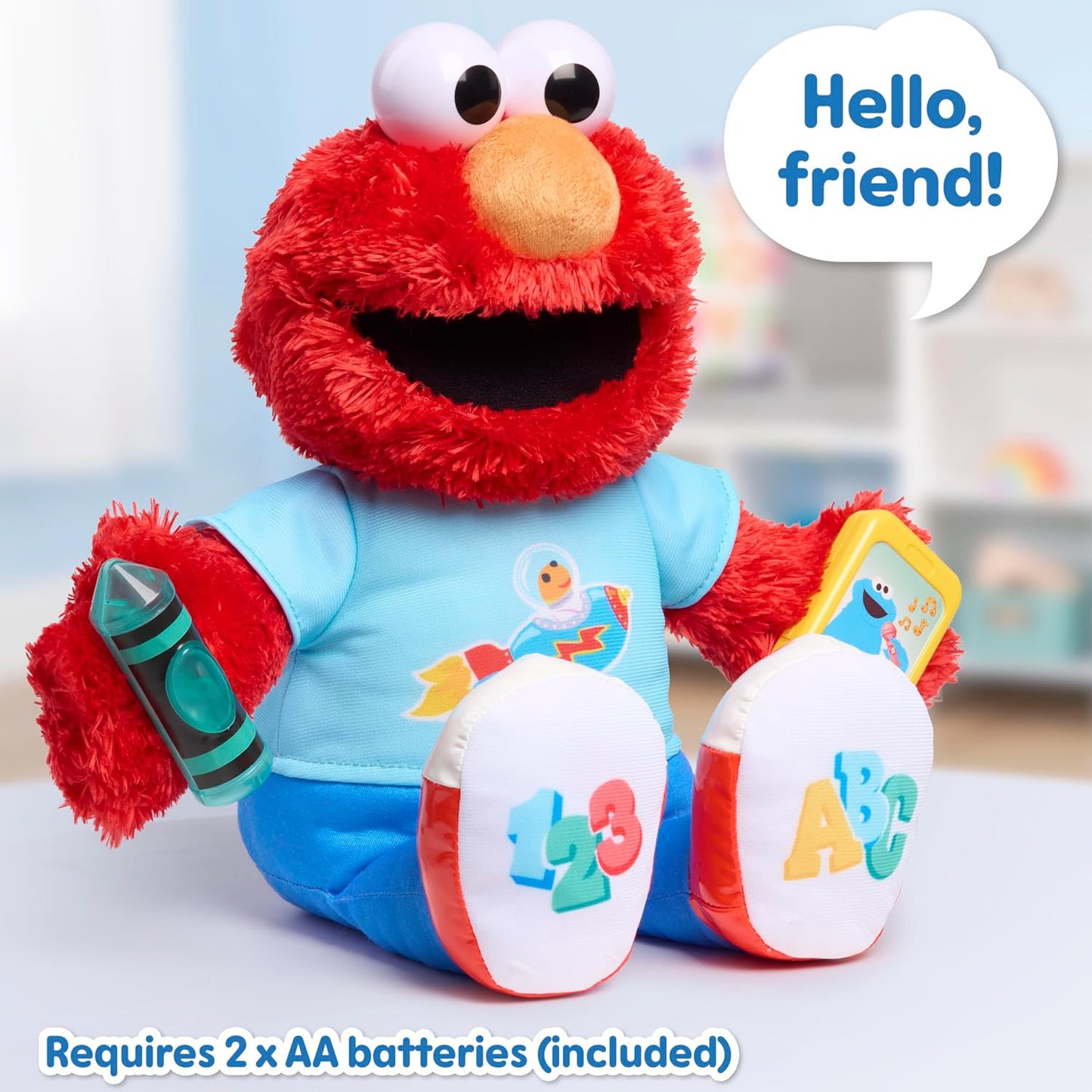 Sesame Street 13-inch Learning Elmo Plush Stuffed Animal with 50+ Phrases, Lights, Sounds, & Motion, Learning and Education, Kids Toys for Ages 18 Month by Just Play
