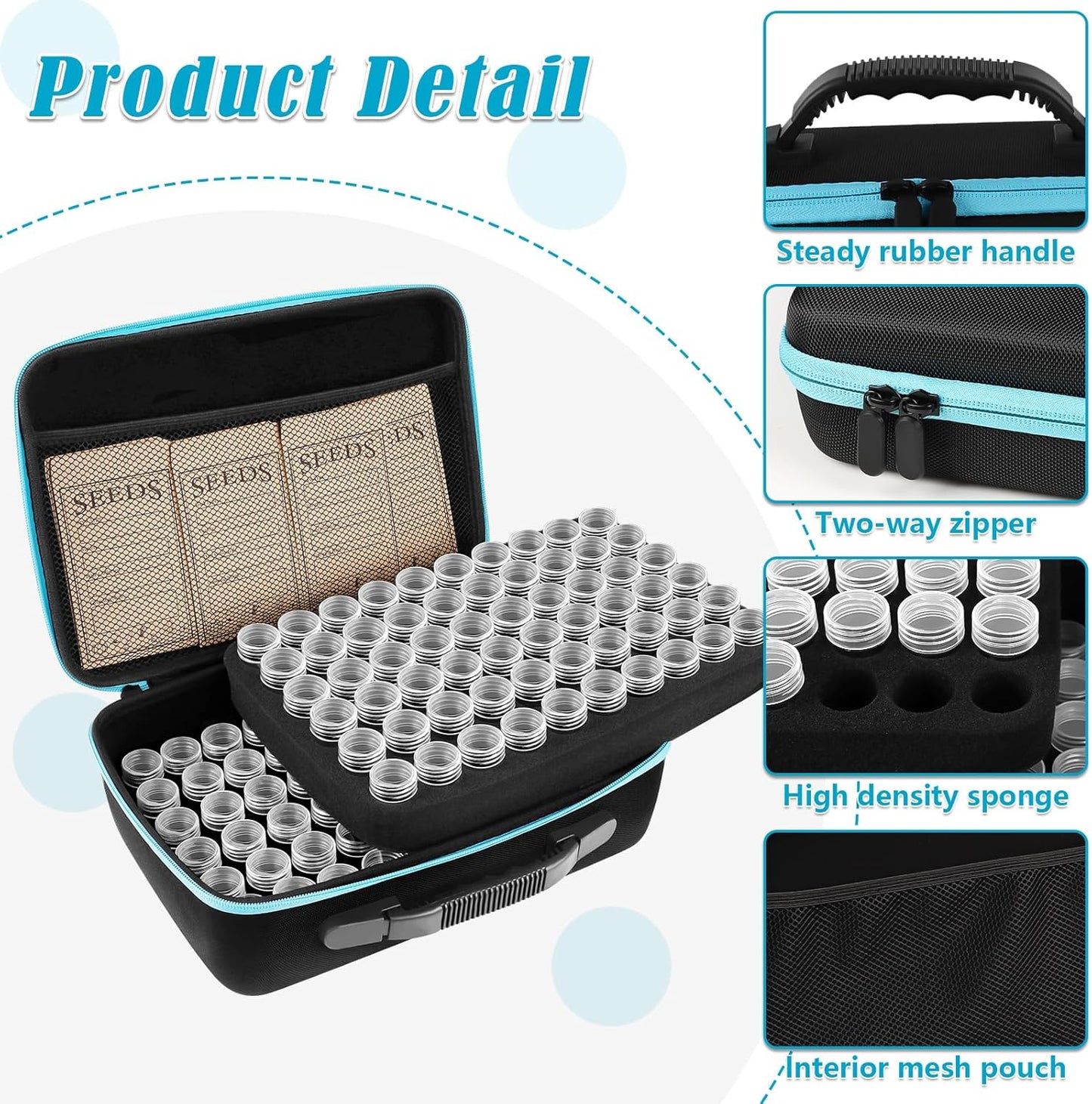 120 Slots Seed Storage Organizer with 20 Seed Envelopes, Sturdy Seed Organizer Storage Box with Zipper Bag Label Stickers(Seeds not Included), Seed Storage Container for Flower Plants Garden